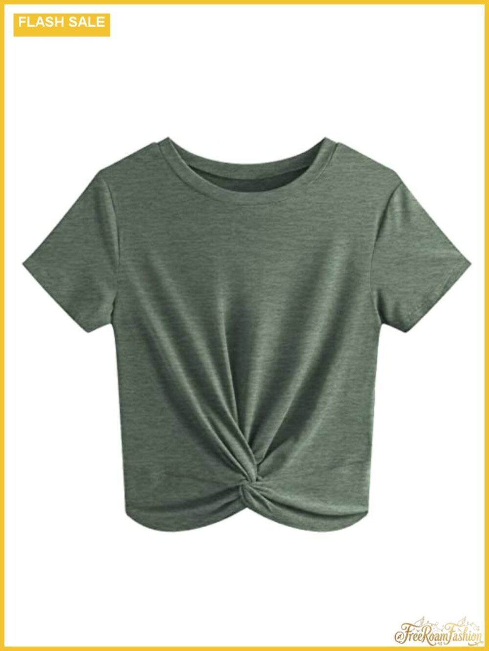 Women's Short Sleeve Crop Tee Twist Front Summer Casual Semi-Sheer Knit